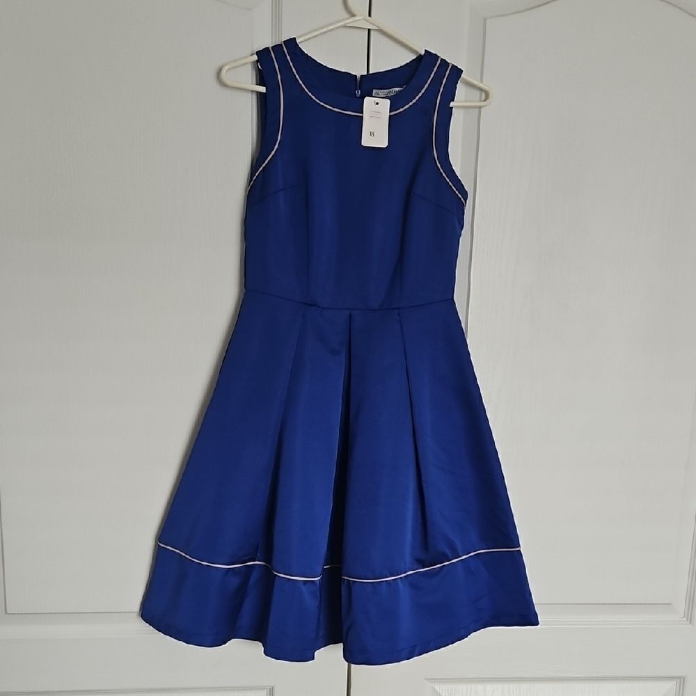 Royal Blue Fit and Flare Midi Dress for Wedding Guest